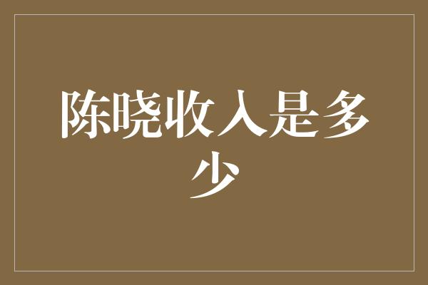 陈晓收入是多少