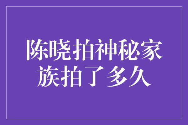 陈晓拍神秘家族拍了多久