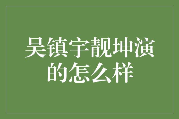 吴镇宇靓坤演的怎么样