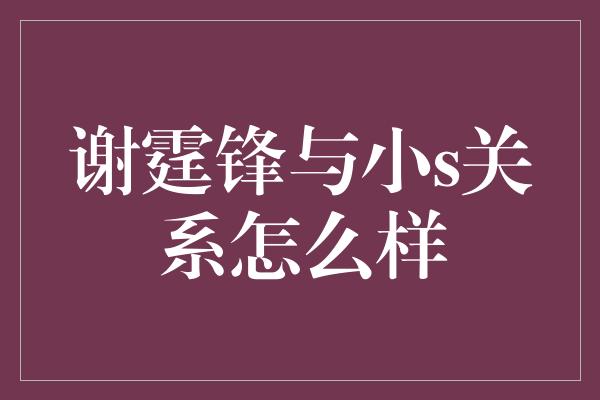 谢霆锋与小s关系怎么样