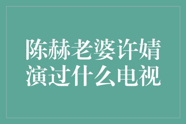 陈赫老婆许婧演过什么电视