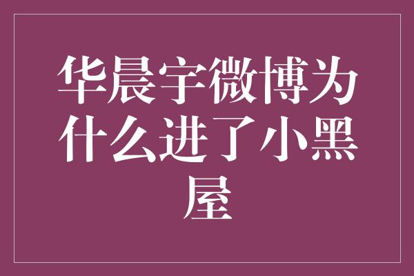 华晨宇微博为什么进了小黑屋