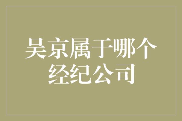 吴京属于哪个经纪公司