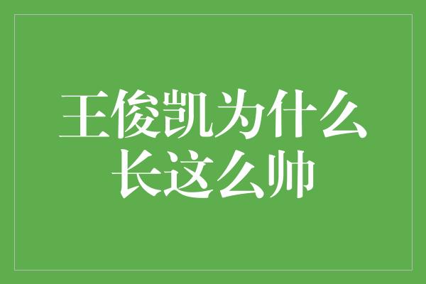 王俊凯为什么长这么帅