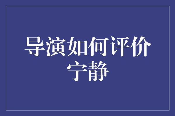 导演如何评价宁静