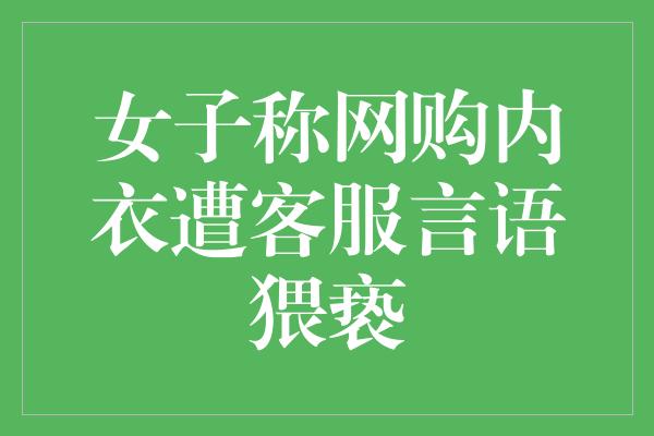 女子称网购内衣遭客服言语猥亵