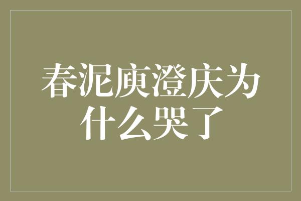 《春泥庾澄庆为什么哭了》