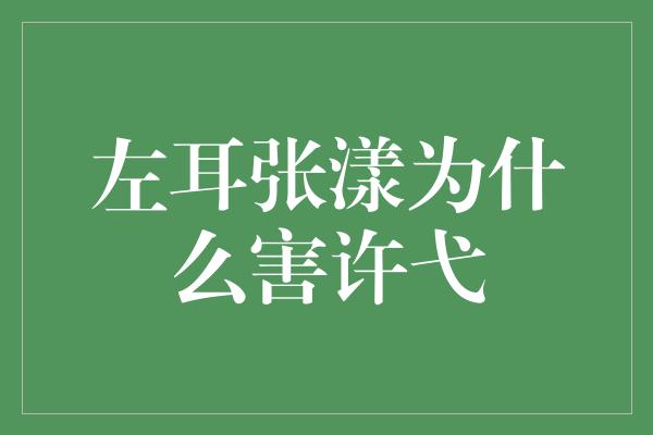 左耳张漾为什么害许弋