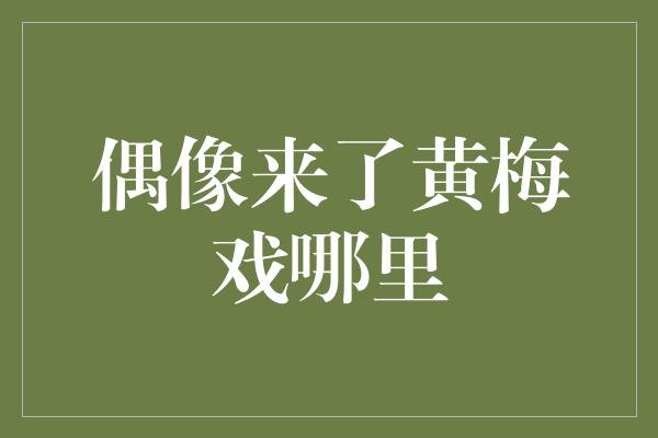 偶像来了黄梅戏哪里