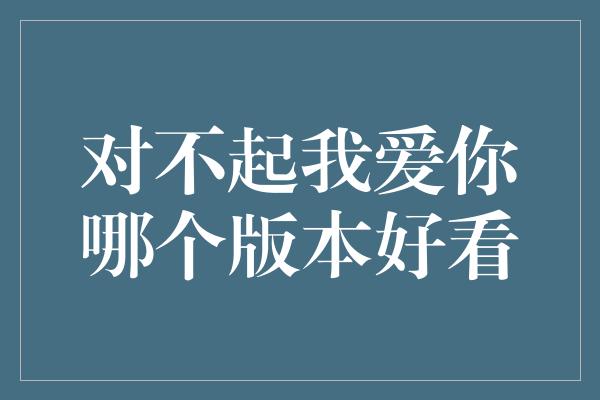 对不起我爱你哪个版本好看